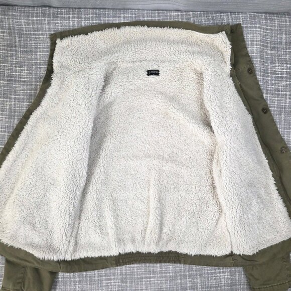 J CREW Short Field Jacket Women’s S Utility Bomber Fleece Lined Khaki Green - Picture 2 of 6